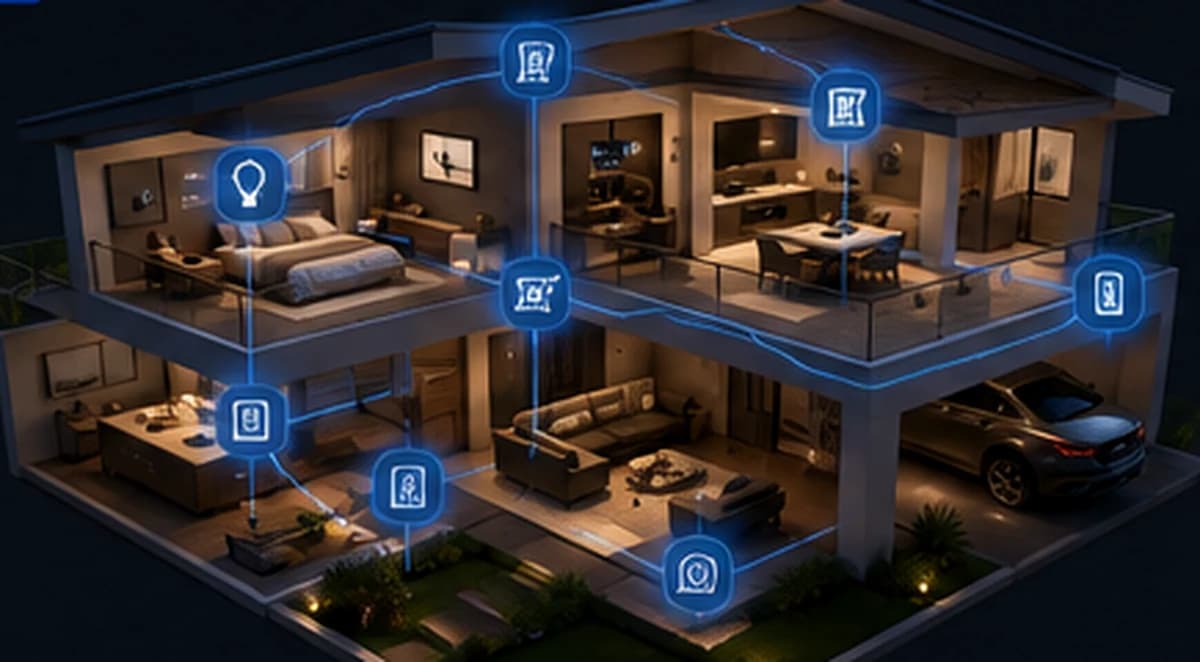 Vivienda con iluminación, seguridad, climatización y conectividad integradas